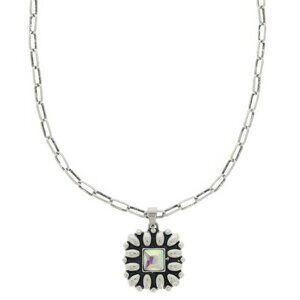 Western Floral Square Pendant Necklace